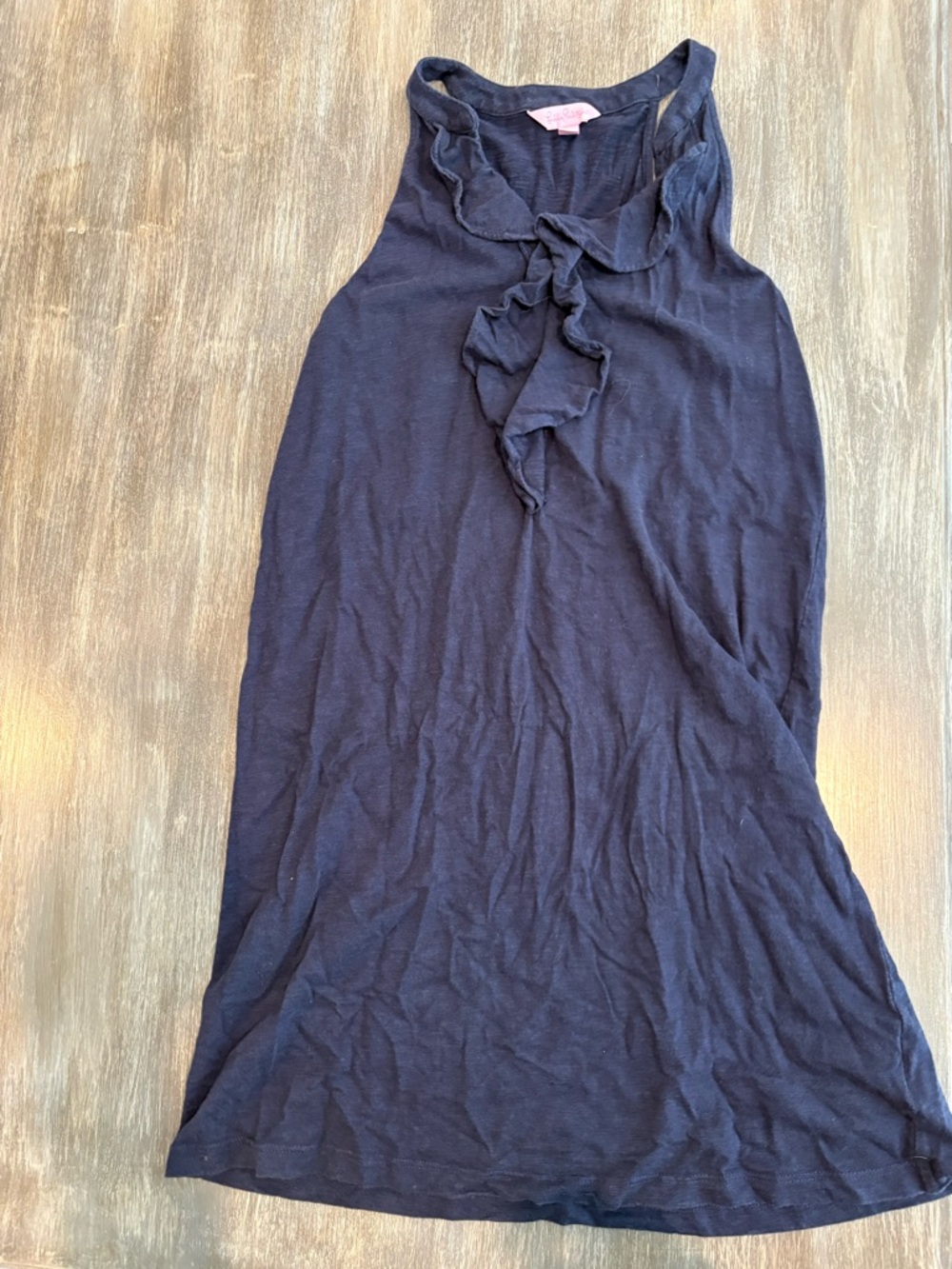 Lilly Pulitzer Navy Sleeveless Ruffle Tank